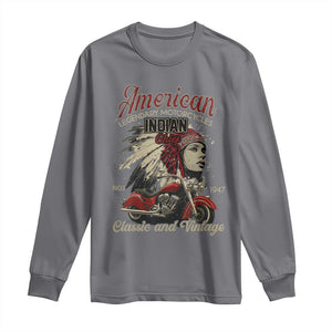 American Legendary Motorcycle Indian Chief Long Sleeve Shirt Classic And Vintage Bikers TS11 Charcoal Print Your Wear