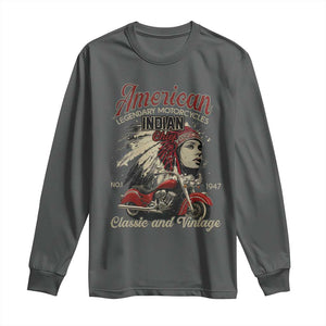 American Legendary Motorcycle Indian Chief Long Sleeve Shirt Classic And Vintage Bikers TS11 Dark Heather Print Your Wear