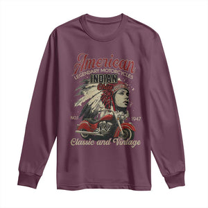 American Legendary Motorcycle Indian Chief Long Sleeve Shirt Classic And Vintage Bikers TS11 Maroon Print Your Wear