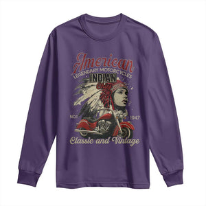 American Legendary Motorcycle Indian Chief Long Sleeve Shirt Classic And Vintage Bikers TS11 Purple Print Your Wear