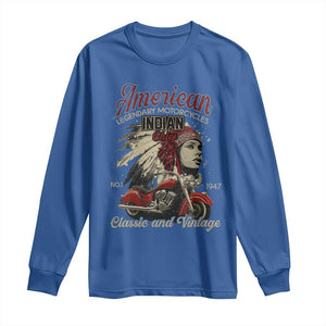American Legendary Motorcycle Indian Chief Long Sleeve Shirt Classic And Vintage Bikers TS11 Royal Blue Print Your Wear