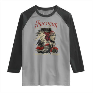 American Legendary Motorcycle Indian Chief Raglan Shirt Classic And Vintage Bikers TS11 Sport Gray Black Print Your Wear