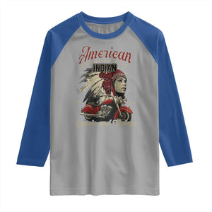 American Legendary Motorcycle Indian Chief Raglan Shirt Classic And Vintage Bikers TS11 Sport Gray Royal Print Your Wear