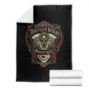 American Indian Skull Motorcycle Vintage Motorbike Engine Throw Blanket TS11 Black Print Your Wear