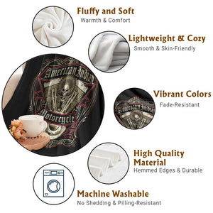 American Indian Skull Motorcycle Vintage Motorbike Engine Throw Blanket TS11 Print Your Wear