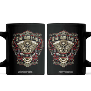 American Indian Skull Motorcycle Vintage Motorbike Engine Coffee Mug TS11 Black Print Your Wear
