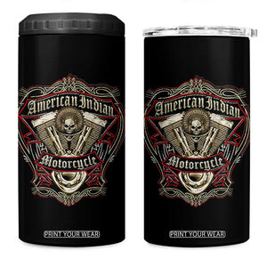 American Indian Skull Motorcycle Vintage Motorbike Engine 4 in 1 Can Cooler Tumbler TS11 One Size: 16 oz Black Print Your Wear