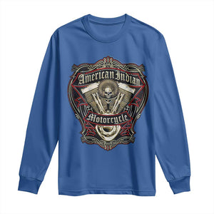 American Indian Skull Motorcycle Vintage Motorbike Engine Long Sleeve Shirt TS11 Royal Blue Print Your Wear
