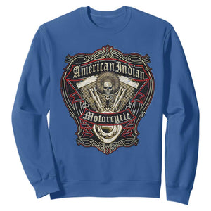 American Indian Skull Motorcycle Vintage Motorbike Engine Sweatshirt TS11 Royal Blue Print Your Wear