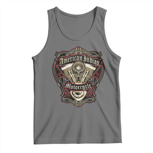 American Indian Skull Motorcycle Vintage Motorbike Engine Tank Top TS11 Black Heather Print Your Wear