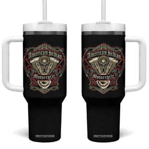American Indian Skull Motorcycle Vintage Motorbike Engine Tumbler With Handle TS11 One Size: 40 oz Black Print Your Wear