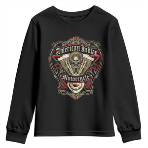 American Indian Skull Motorcycle Vintage Motorbike Engine Youth Sweatshirt TS11 Black Print Your Wear