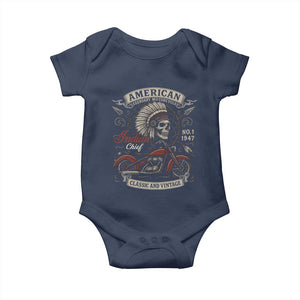 American Legendary Motorcycle Indian Chief Baby Onesie No 1 Classic And Vintage Skull TS11 Navy Print Your Wear