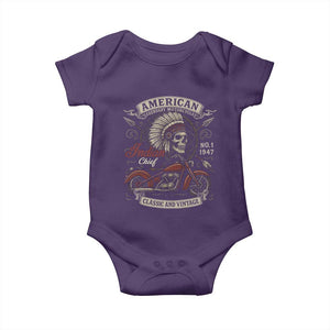 American Legendary Motorcycle Indian Chief Baby Onesie No 1 Classic And Vintage Skull TS11 Purple Print Your Wear