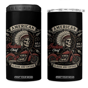 American Legendary Motorcycle Indian Chief 4 in 1 Can Cooler Tumbler No 1 Classic And Vintage Skull TS11 One Size: 16 oz Black Print Your Wear