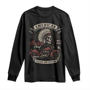 American Legendary Motorcycle Indian Chief Long Sleeve Shirt No 1 Classic And Vintage Skull TS11 Black Print Your Wear
