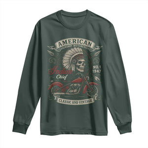 American Legendary Motorcycle Indian Chief Long Sleeve Shirt No 1 Classic And Vintage Skull TS11 Dark Forest Green Print Your Wear