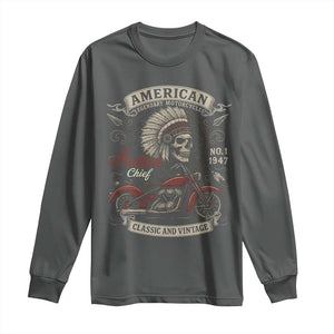 American Legendary Motorcycle Indian Chief Long Sleeve Shirt No 1 Classic And Vintage Skull TS11 Dark Heather Print Your Wear