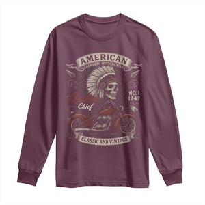 American Legendary Motorcycle Indian Chief Long Sleeve Shirt No 1 Classic And Vintage Skull TS11 Maroon Print Your Wear