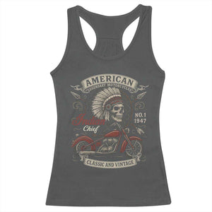 American Legendary Motorcycle Indian Chief Racerback Tank Top No 1 Classic And Vintage Skull TS11 Dark Heather Print Your Wear
