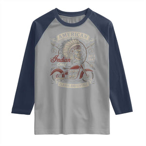 American Legendary Motorcycle Indian Chief Raglan Shirt No 1 Classic And Vintage Skull TS11 Sport Gray Navy Print Your Wear