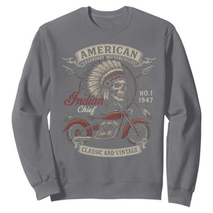 American Legendary Motorcycle Indian Chief Sweatshirt No 1 Classic And Vintage Skull TS11 Charcoal Print Your Wear
