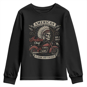 American Legendary Motorcycle Indian Chief Youth Sweatshirt No 1 Classic And Vintage Skull TS11 Black Print Your Wear