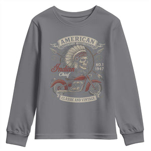 American Legendary Motorcycle Indian Chief Youth Sweatshirt No 1 Classic And Vintage Skull TS11 Charcoal Print Your Wear