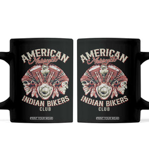 American Legendary Motorcycle Indian Biker Club Coffee Mug Vintage Motorbike Engine Native American Skull TS11 Black Print Your Wear