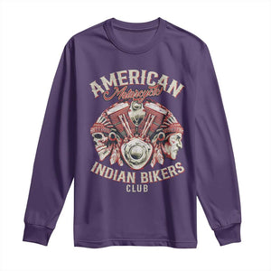 American Legendary Motorcycle Indian Biker Club Long Sleeve Shirt Vintage Motorbike Engine Native American Skull TS11 Purple Print Your Wear