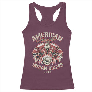 American Legendary Motorcycle Indian Biker Club Racerback Tank Top Vintage Motorbike Engine Native American Skull TS11 Maroon Print Your Wear