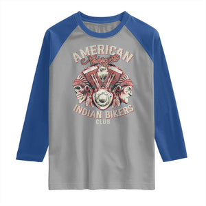 American Legendary Motorcycle Indian Biker Club Raglan Shirt Vintage Motorbike Engine Native American Skull TS11 Sport Gray Royal Print Your Wear