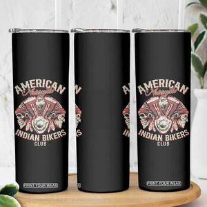 American Legendary Motorcycle Indian Biker Club Skinny Tumbler Vintage Motorbike Engine Native American Skull TS11 Print Your Wear