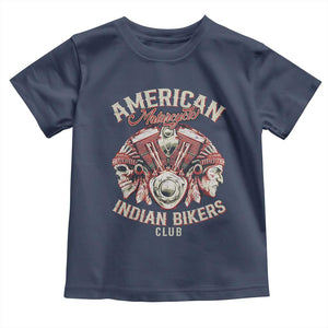 American Legendary Motorcycle Indian Biker Club Toddler T Shirt Vintage Motorbike Engine Native American Skull TS11 Navy Print Your Wear