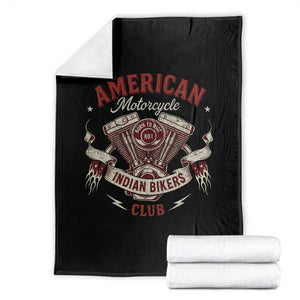 American Motorcycle Indian Biker Club Throw Blanket Vintage Motorbike Engine TS11 Black Print Your Wear