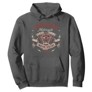 American Motorcycle Indian Biker Club Hoodie Vintage Motorbike Engine TS11 Dark Heather Print Your Wear