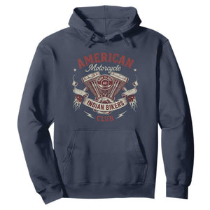 American Motorcycle Indian Biker Club Hoodie Vintage Motorbike Engine TS11 Navy Print Your Wear
