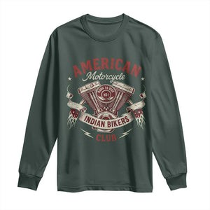 American Motorcycle Indian Biker Club Long Sleeve Shirt Vintage Motorbike Engine TS11 Dark Forest Green Print Your Wear