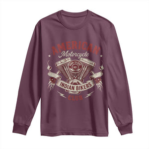 American Motorcycle Indian Biker Club Long Sleeve Shirt Vintage Motorbike Engine TS11 Maroon Print Your Wear