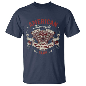 American Motorcycle Indian Biker Club T Shirt Vintage Motorbike Engine TS11 Navy Print Your Wear