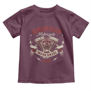 American Motorcycle Indian Biker Club Toddler T Shirt Vintage Motorbike Engine TS11 Maroon Print Your Wear