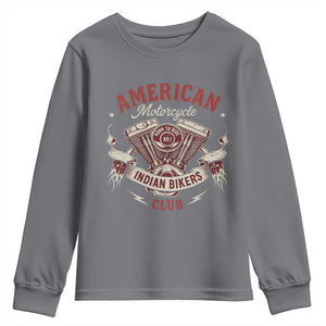 American Motorcycle Indian Biker Club Youth Sweatshirt Vintage Motorbike Engine TS11 Charcoal Print Your Wear