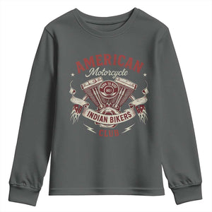 American Motorcycle Indian Biker Club Youth Sweatshirt Vintage Motorbike Engine TS11 Dark Heather Print Your Wear