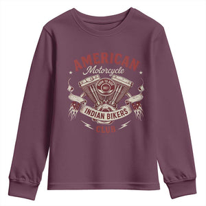 American Motorcycle Indian Biker Club Youth Sweatshirt Vintage Motorbike Engine TS11 Maroon Print Your Wear