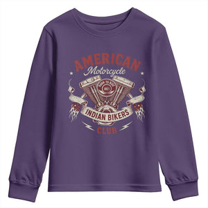 American Motorcycle Indian Biker Club Youth Sweatshirt Vintage Motorbike Engine TS11 Purple Print Your Wear