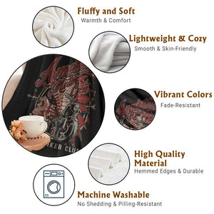 American Legendary Motorcycle Indian Biker Club Throw Blanket Vintage Native American Skull TS11 Print Your Wear