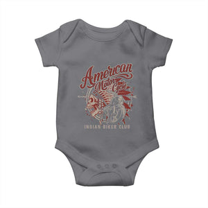 American Legendary Motorcycle Indian Biker Club Baby Onesie Vintage Native American Skull TS11 Charcoal Print Your Wear
