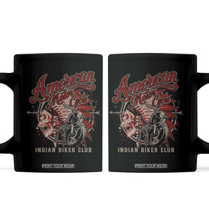 American Legendary Motorcycle Indian Biker Club Coffee Mug Vintage Native American Skull TS11 Black Print Your Wear