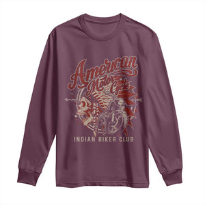 American Legendary Motorcycle Indian Biker Club Long Sleeve Shirt Vintage Native American Skull TS11 Maroon Print Your Wear