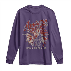 American Legendary Motorcycle Indian Biker Club Long Sleeve Shirt Vintage Native American Skull TS11 Purple Print Your Wear
